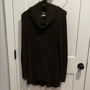 Womens evolution Elbow Patch Cowl Neck Tunic Sweater - Olive Green